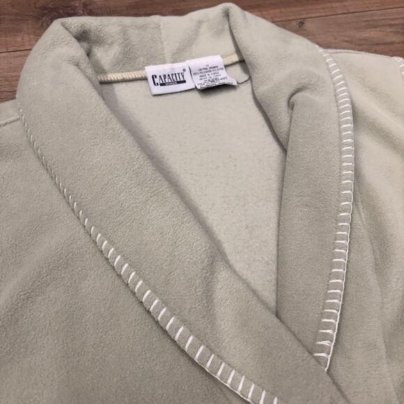 Cottagecore Sage Green Fleece Vest Womens Size 1X Winter Embroidery Whipstitch - Picture 6 of 8